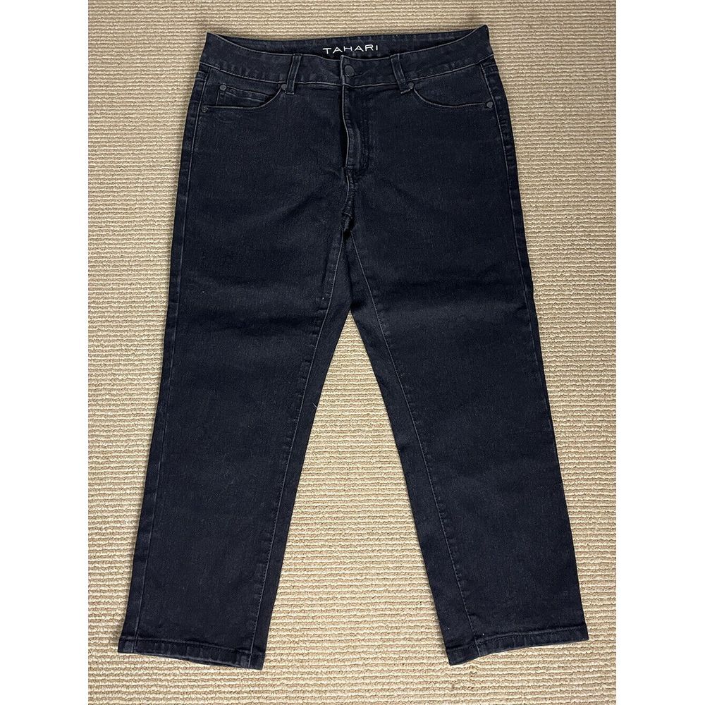 tahari modern black denim crop stretch jeans Size‎ 10/30 Capri